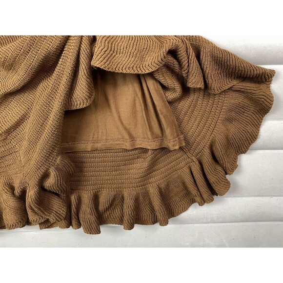 House Of Harlow Knit Dress Large Midi Ruffle Straps Brown Romantic Boho NEW - Picture 7 of 10
